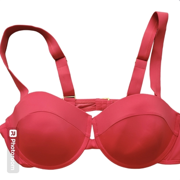 Beach Joy Red Gold Chain High Waist Bikini Set Size Large - Picture 3 of 6